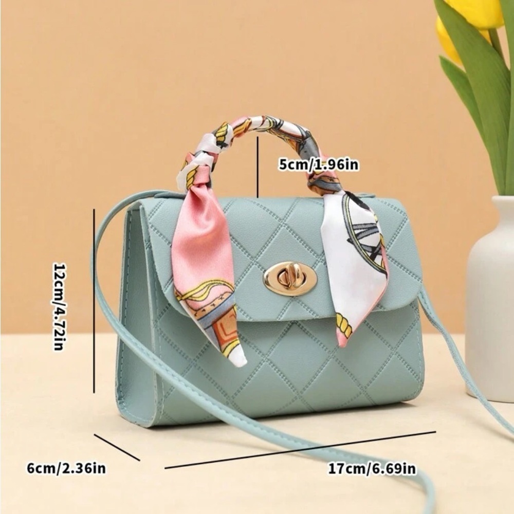 ⚠️Clearance Blue Quilted Mini Crossbody Handle Bag - Picture 3 of 5